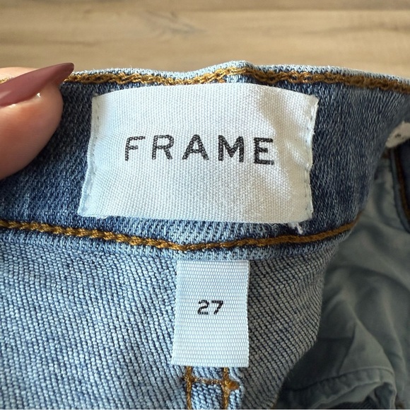 Frame Denim blue Le High Straight frayed raw hem ankle jeans - 27W 28L - Picture 11 of 12